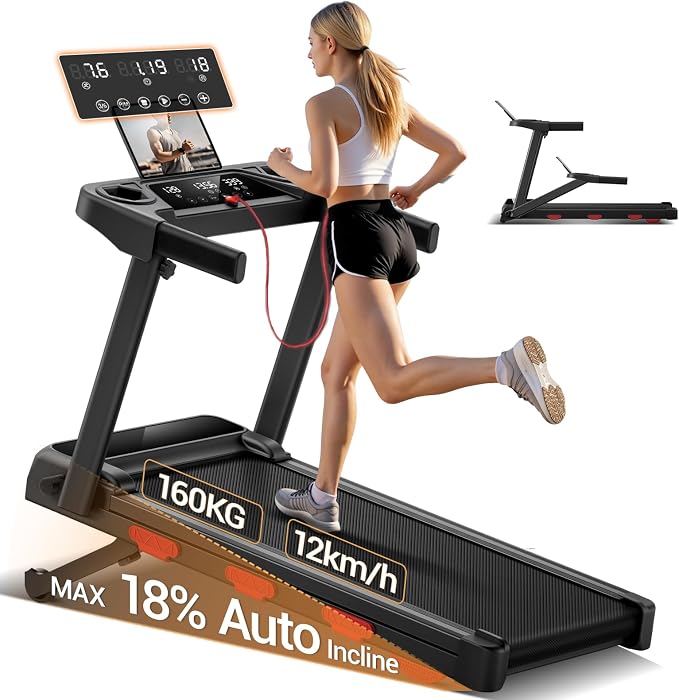 Lontek Tapis de marche pliable 12 km/h inclinable